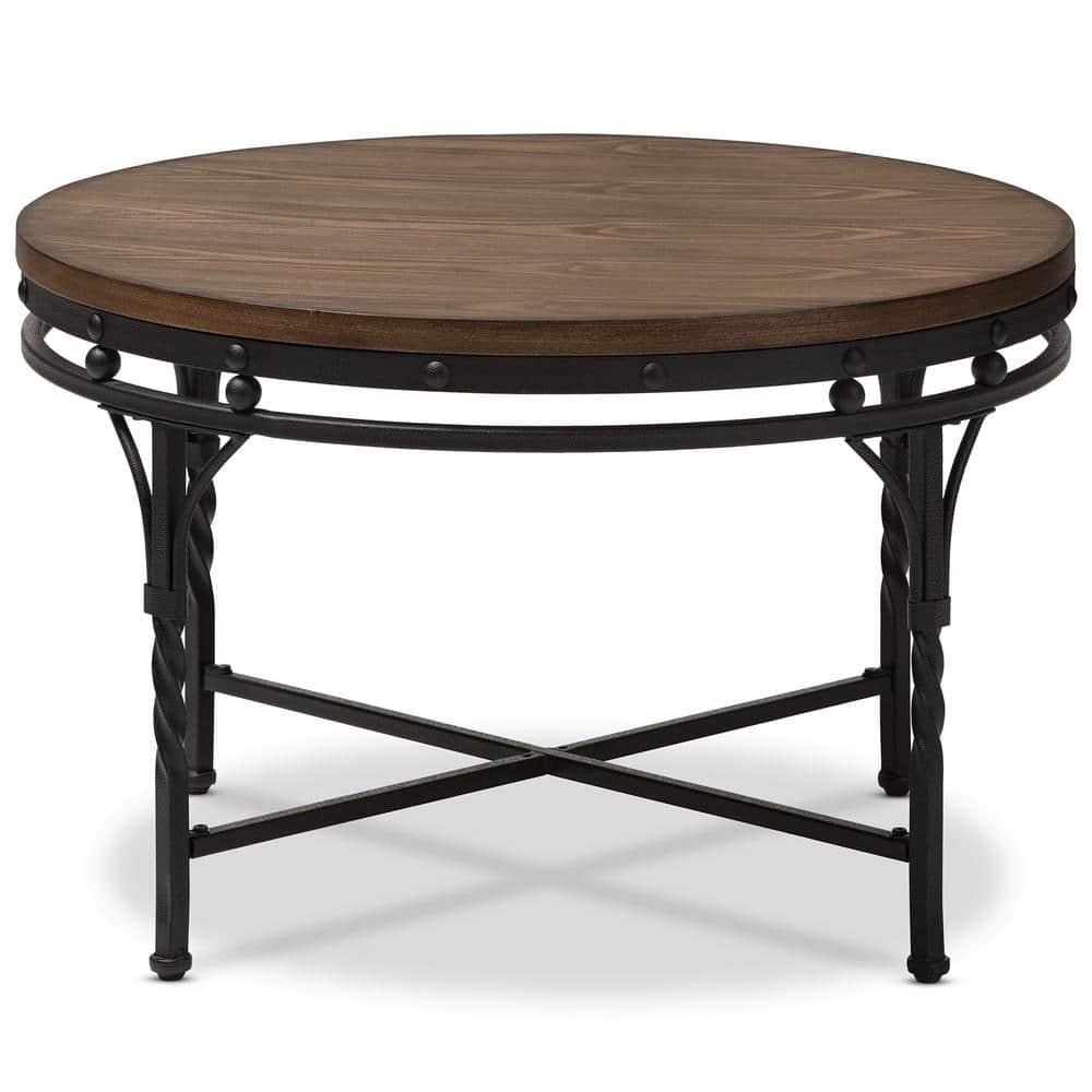 Baxton Studio Austin Vintage Industrial Round Coffee Cocktail Occasional Table: MDF & Metal