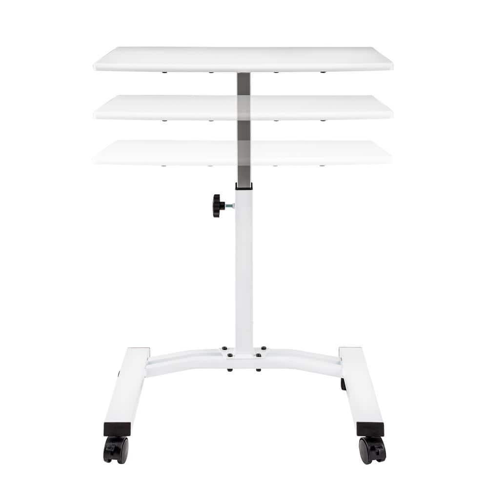 Seville Classics 23.75" Height Adjustable Mobile Laptop Desk, White