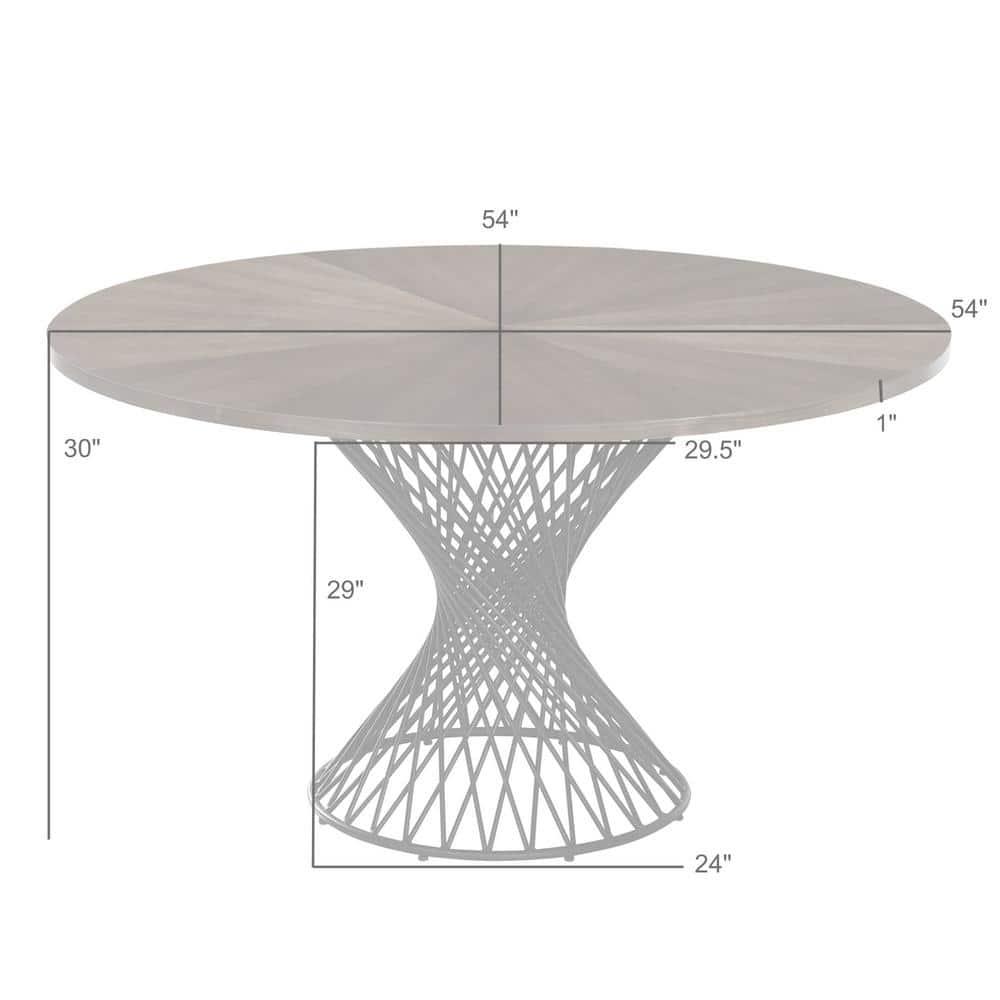 54" Cirque Round Metal Pedestal Dining Table Black Wood - Armen Living