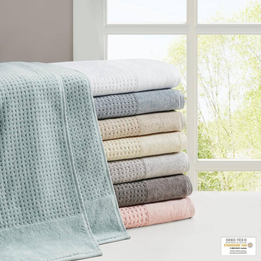 Madison Park Spa Waffle Cotton Jacquard Antimicrobial Bath Towel 6 Piece Set
