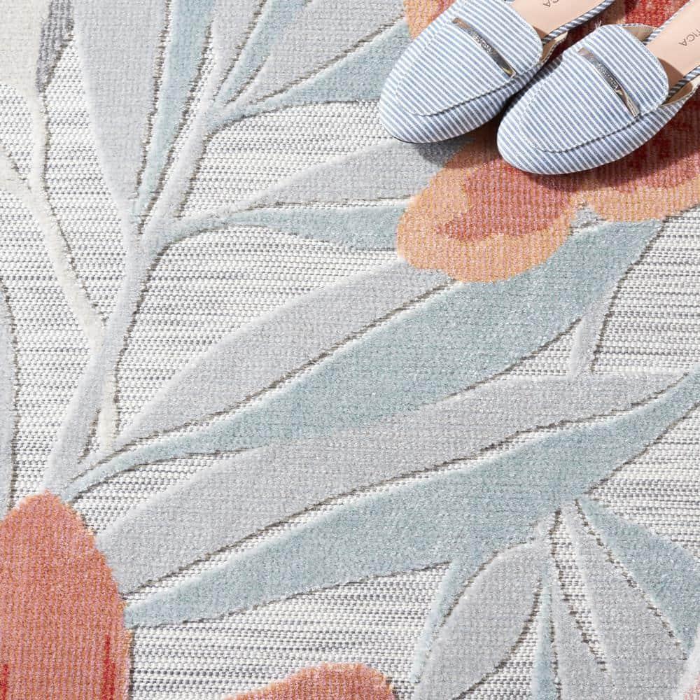Cabana CBN454 Power Loomed UV Resistant Indoor/Outdoor Area Rug - Grey/Rust - 5'1"x7'6" - Safavieh