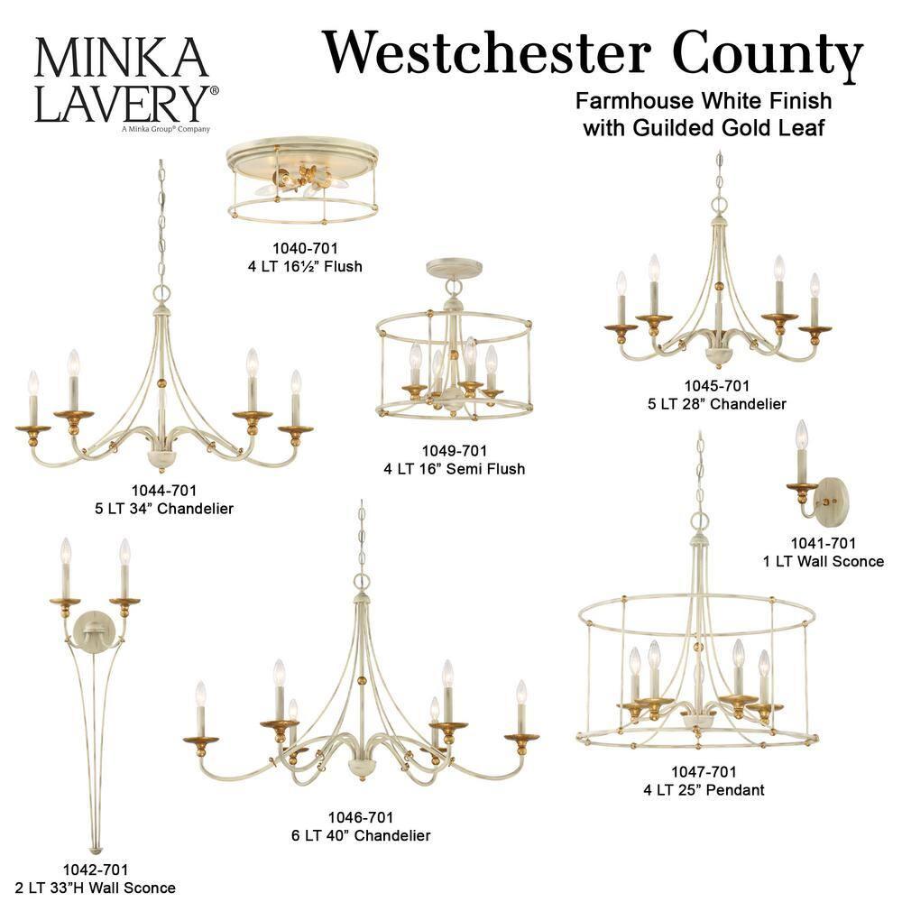 Minka Lavery White Gold Pendant Chandelier 28" Wide Farmhouse French 5-Light Fixture for Dining Room House Foyer Kitchen Entryway