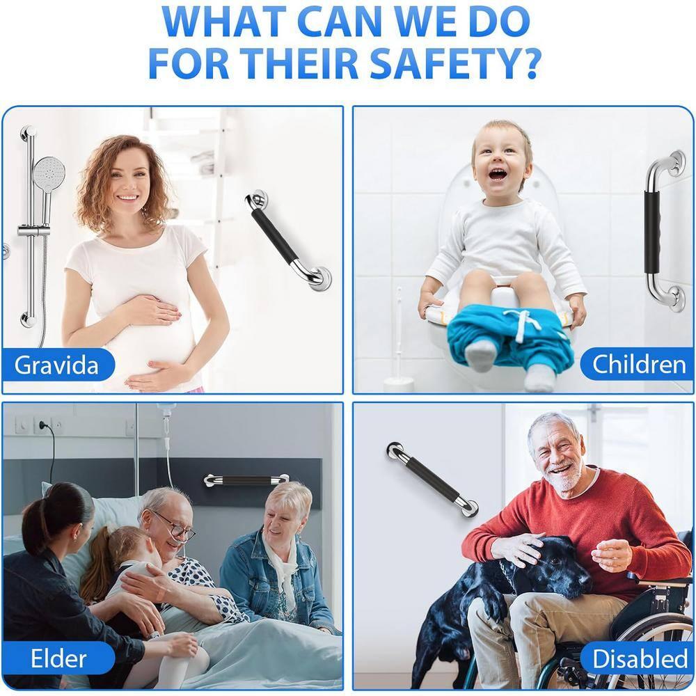 2 Pack 16 Inch Grab Bars for Bathtubs and Showers, Anti Slip Handicap Grab Bars for Shower, Safety Bath & Toilet Rail for Elderly Senior, Shower Handle Disability Assist Bathroom Handrail