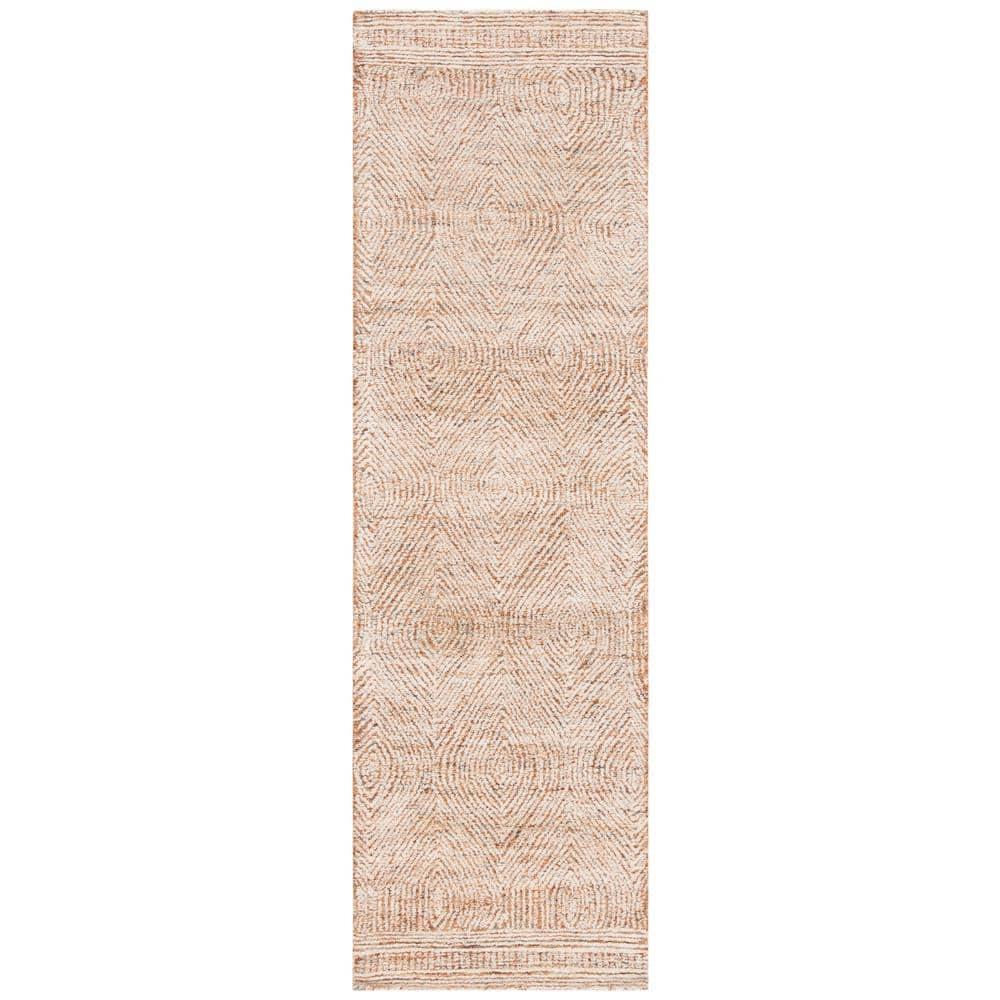 Abstract ABT340 Handmade Indoor Runner - Ivory/Rust - 2'-3"x6' - Safavieh
