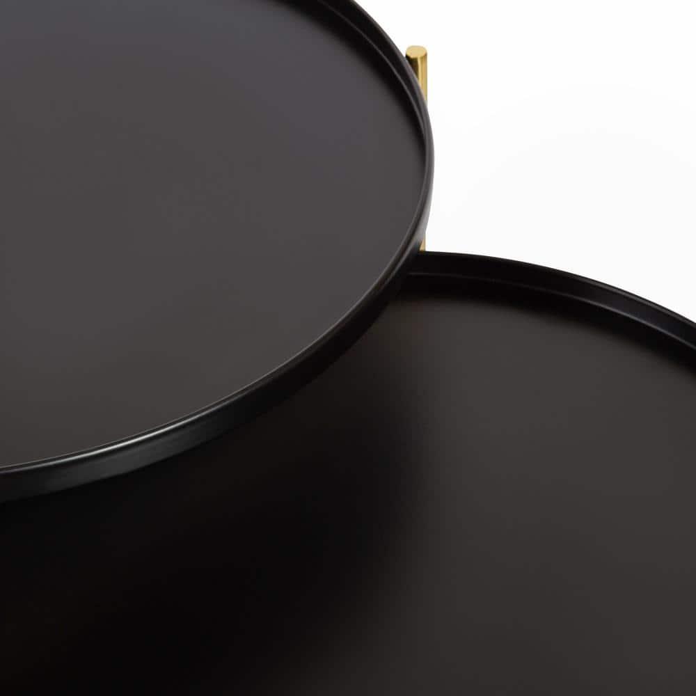 Kate and Laurel Ulani Round Metal Nesting Table, 2 Piece, Black and Gold