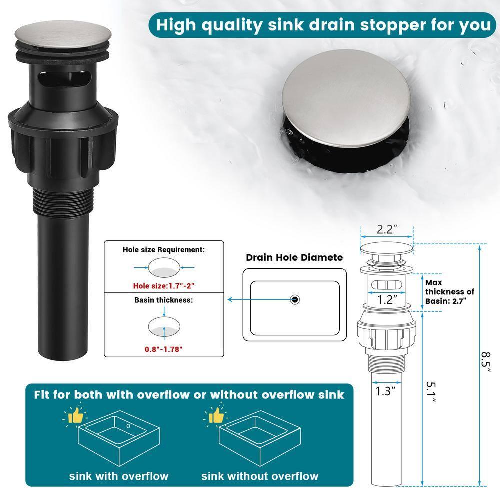 Waterfall Single Handle Bathroom Vanity Sink Faucet with Metal Pop-up Drain, Brushed Nickel Finish