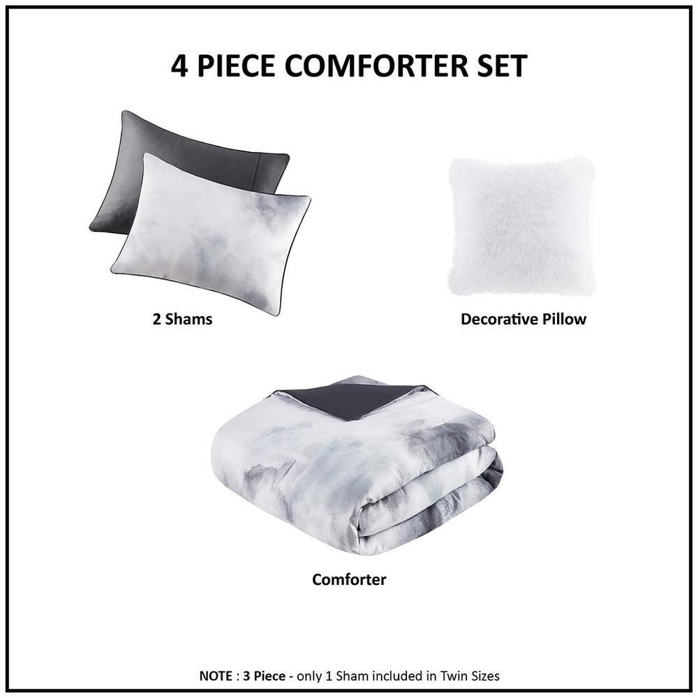 Cassiopeia Watercolor Tie Dye Printed Comforter Set with Throw Pillow