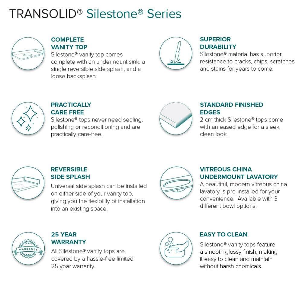 Transolid 49'' Quartz Single Bathroom Vanity Top with Sink
