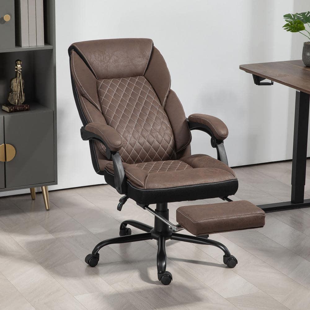 HOMCOM Executive Office Chair with Footrest, High Back Desk Chair, Reclining Swivel Chair, Height Adjustable, Dark Brown