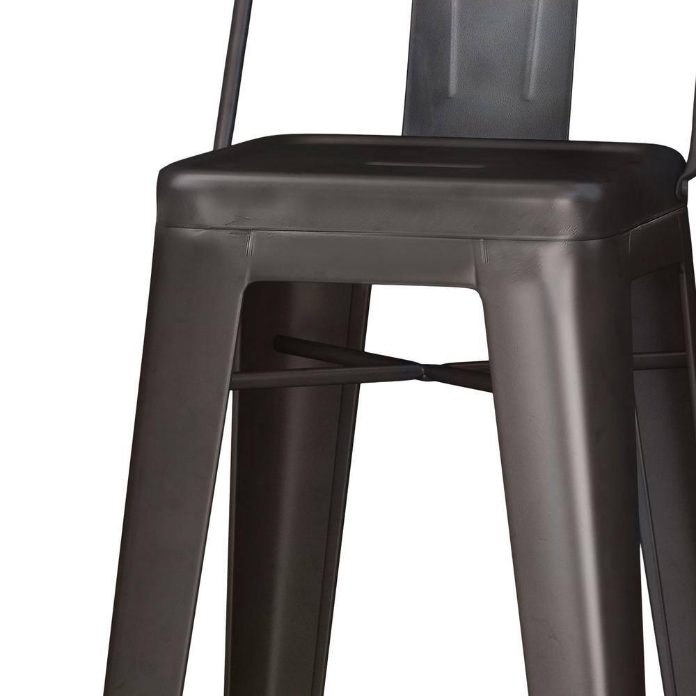 Simpli Home Rayne 30" Industrial Metal Bar Stool in Gun Metal Gray (Set of 2)