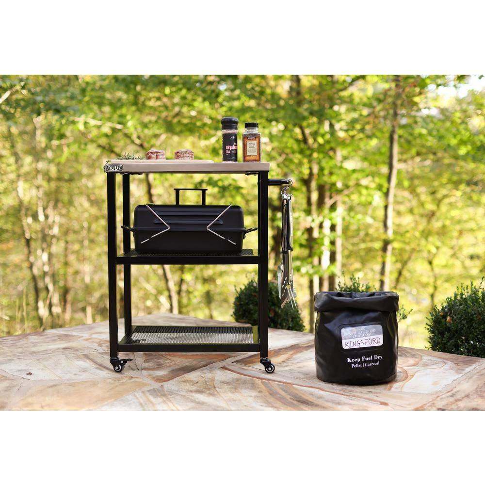 NUUK Stainless Steel Outdoor Kitchen Serving Grill Cart with Storage, BBQ Prep Station Table,  Wheeled