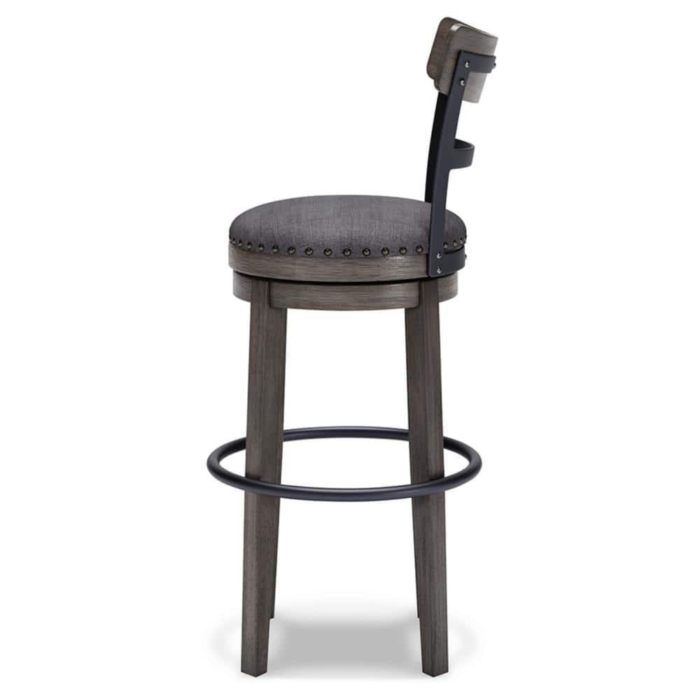 Caitbrook Barstool Gray - Signature Design by Ashley: Antiqued Finish, Swivel, Nailhead Trim