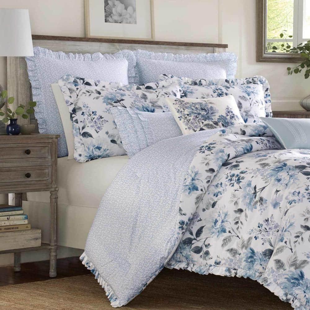 Laura Ashley Laura Ashley Chloe Blue Cotton Comforter Set