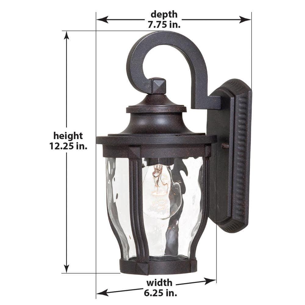 Minka Lavery Rustic Outdoor Wall Light Fixture Corona Bronze 12 1/4" Clear Hammered Glass for Post Exterior Deck Porch Yard Patio