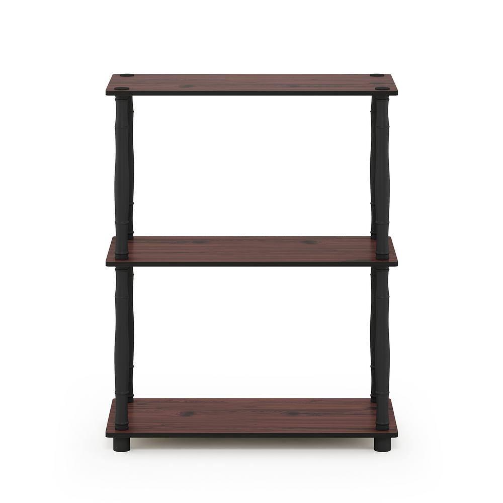 Furinno Durable 23.6"W x 11.6"D x 29.5"H 3-Shelf Freestanding Shelving Unit, Dark Cherry and Black