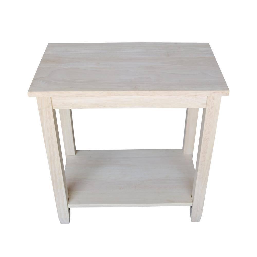 Solano Accent Table - International Concepts: Durable Parawood, Rectangle, Shelf Storage