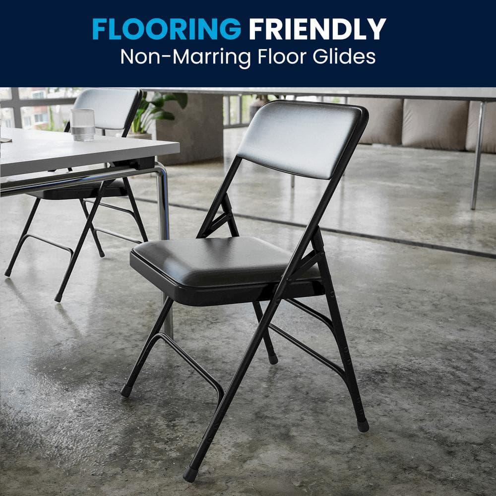 Flash Furniture HERCULES Series Curved Triple Braced & Double Hinged Black Vinyl Metal Folding Chair