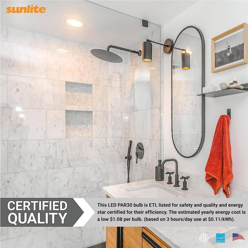 Sunlite LED PAR30 Short Neck Flood Light Bulb, 9 Watts, (75W Equivalent), 850 Lumens, Medium Screw (E26) Base, Dimmable, ETL Listed, 3000K Warm White, 6 Pack