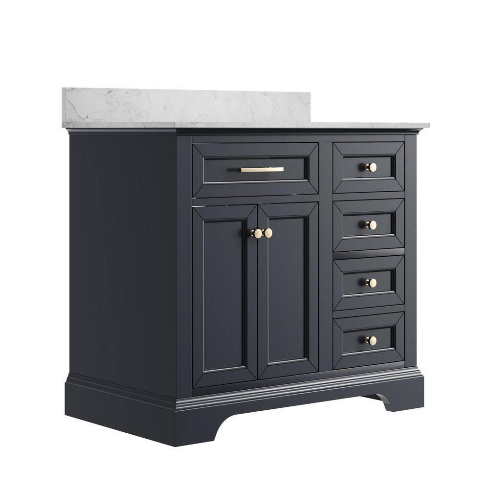 DeerValley Heritage 36'' Fully Assembled Single Bathroom Vanity with Backsplash, 3 Colors Available White/ Navy Blue/ Gray