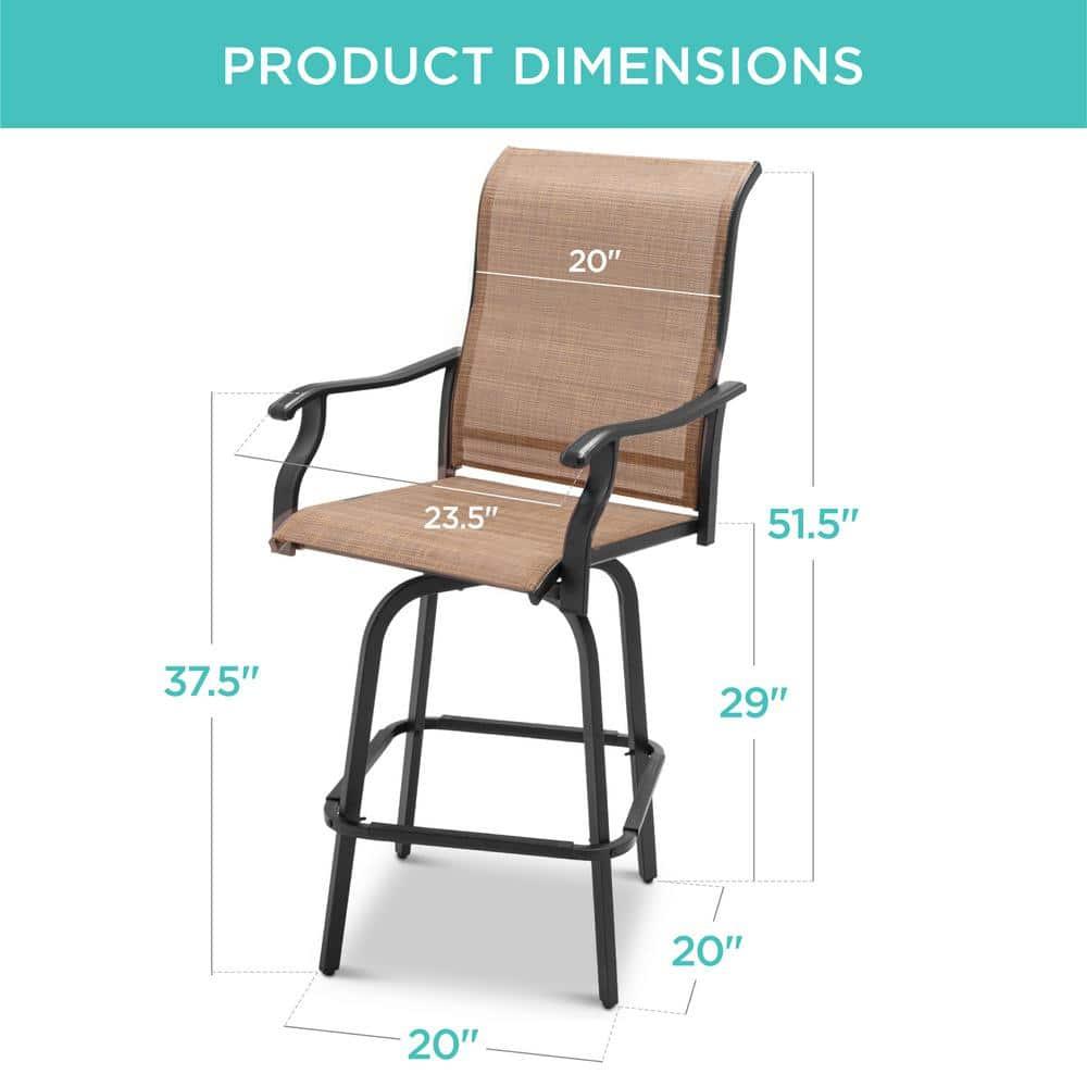 Best Choice Products Set of 2 Outdoor Swivel Bar Stools, Patio Barstool Chairs w/ 360 Rotation, All-Weather Mesh - Tan