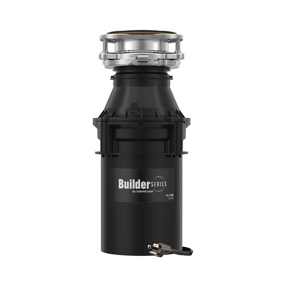 InSinkErator Builder Series BLD30 W/C Kitchen Garbage Disposal with Power Cord, 1/3 HP Motor Continuous Feed, Black