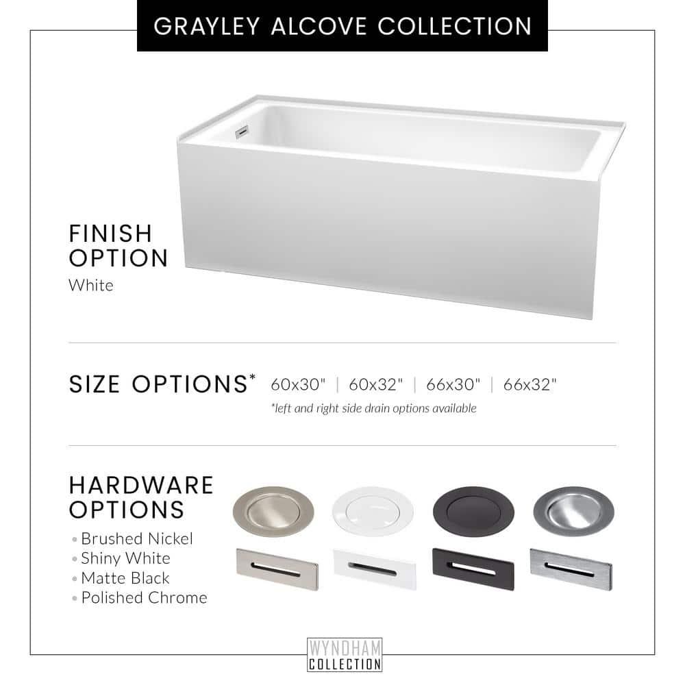 Wyndham Collection WCBTW16032LMBTRIM Grayley 60'' x 32'' Alcove Soaking Acrylic Bathtub