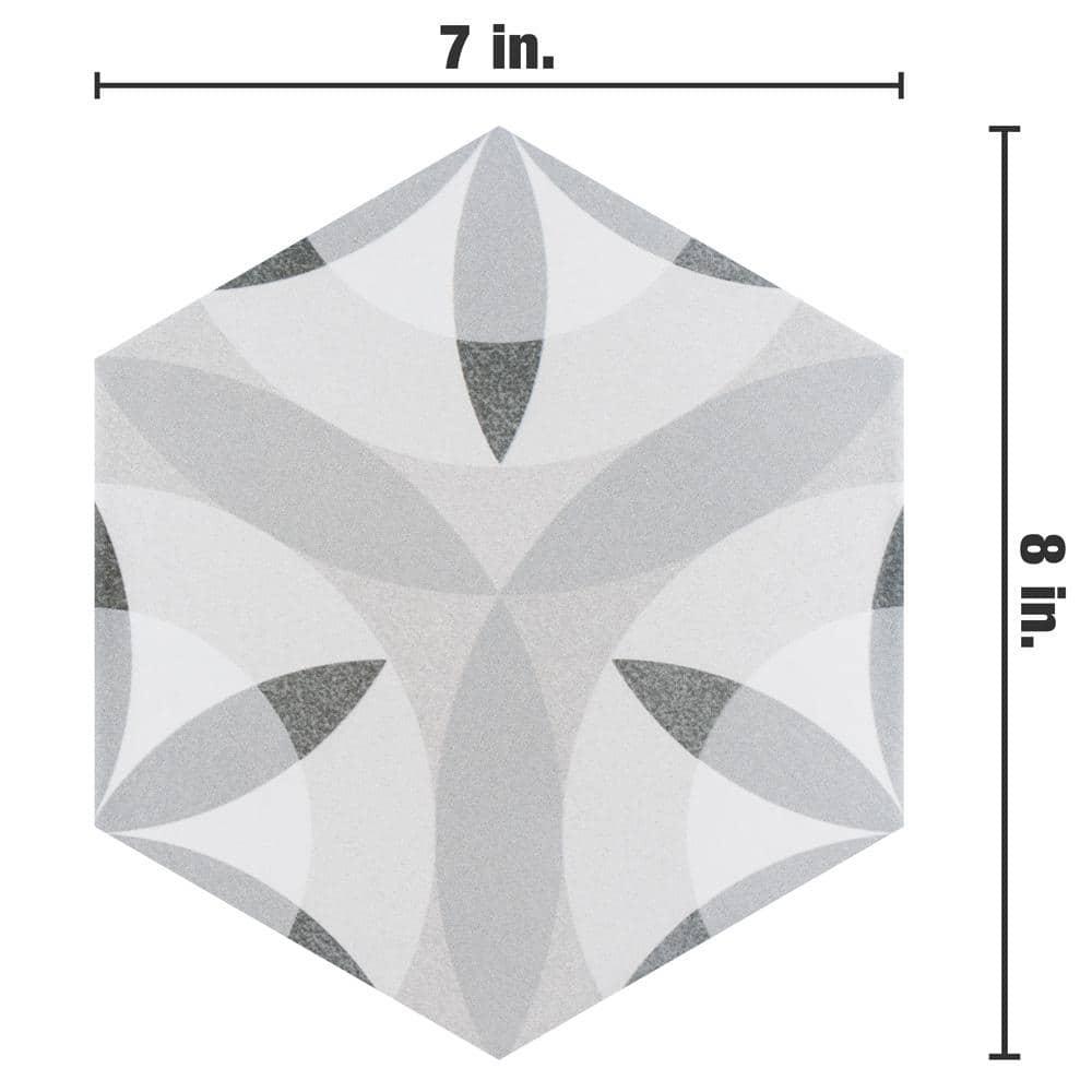 Hexatile 7"x 8" Porcelain Moroccan Wall & Floor Tile