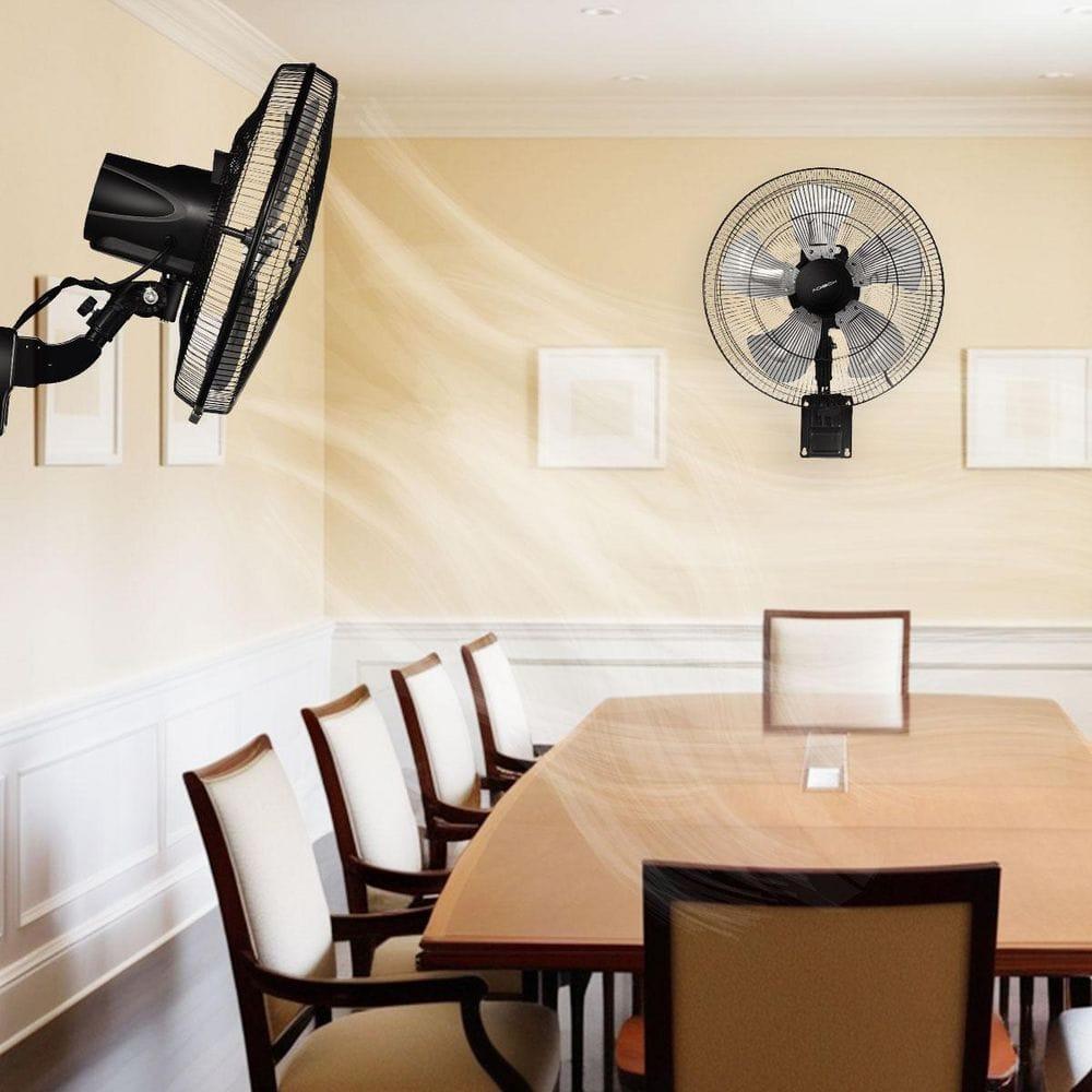 18-inch Black Metal Wall Mounted Fan with 5-Speed Settings