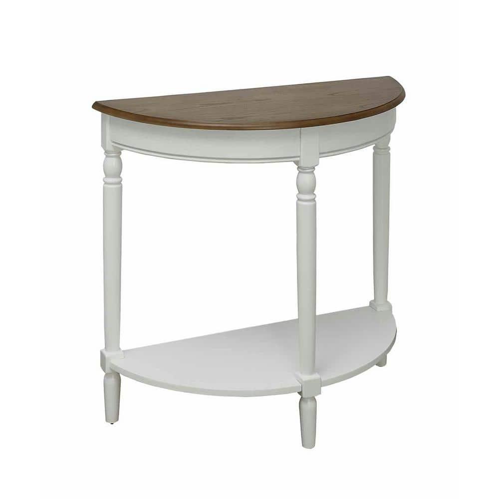 Convenience Concepts French Country Half-Round Entryway Table with Shelf, Driftwood/White