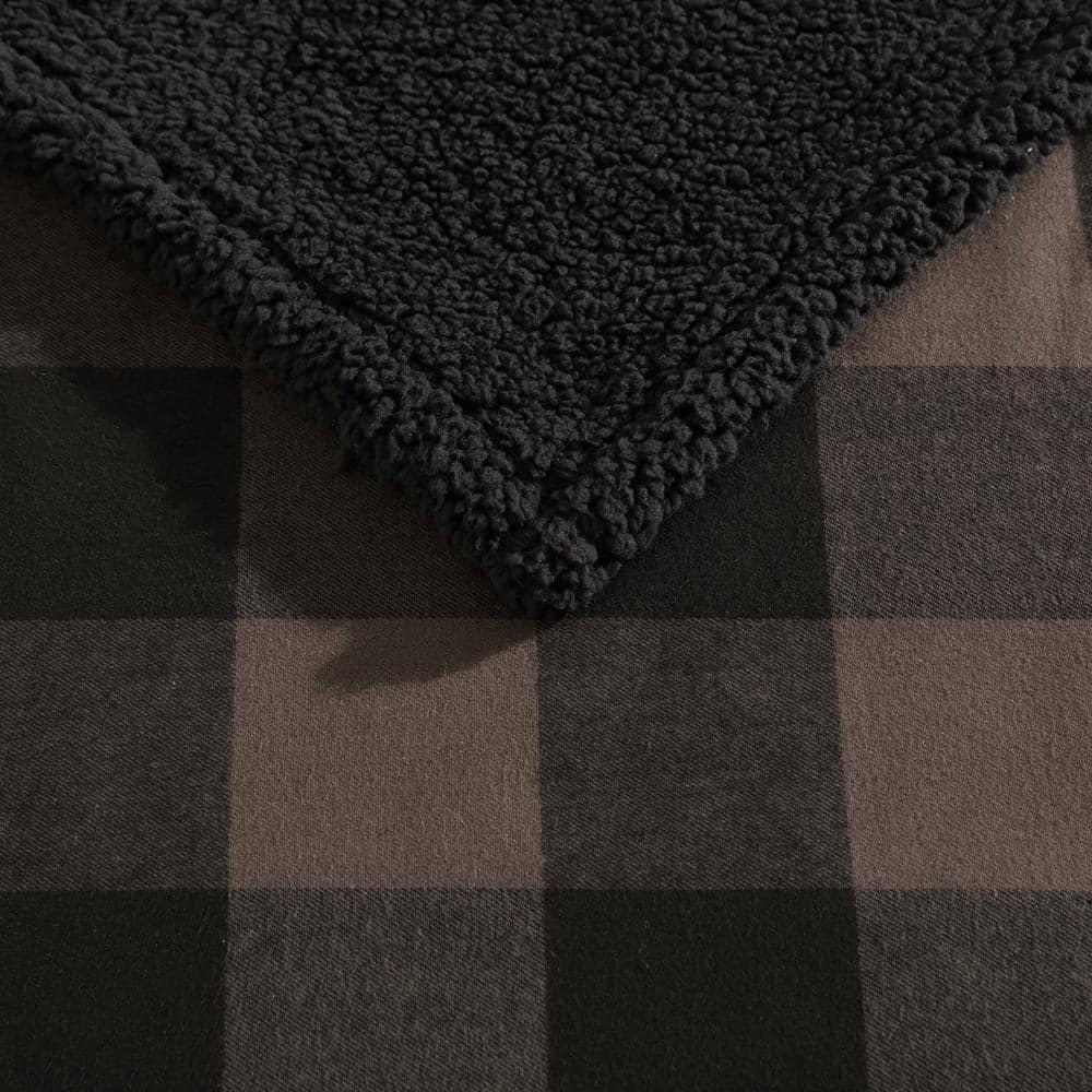 Eddie Bauer Cabin Plaid Flannel/Sherpa Throw Blanket