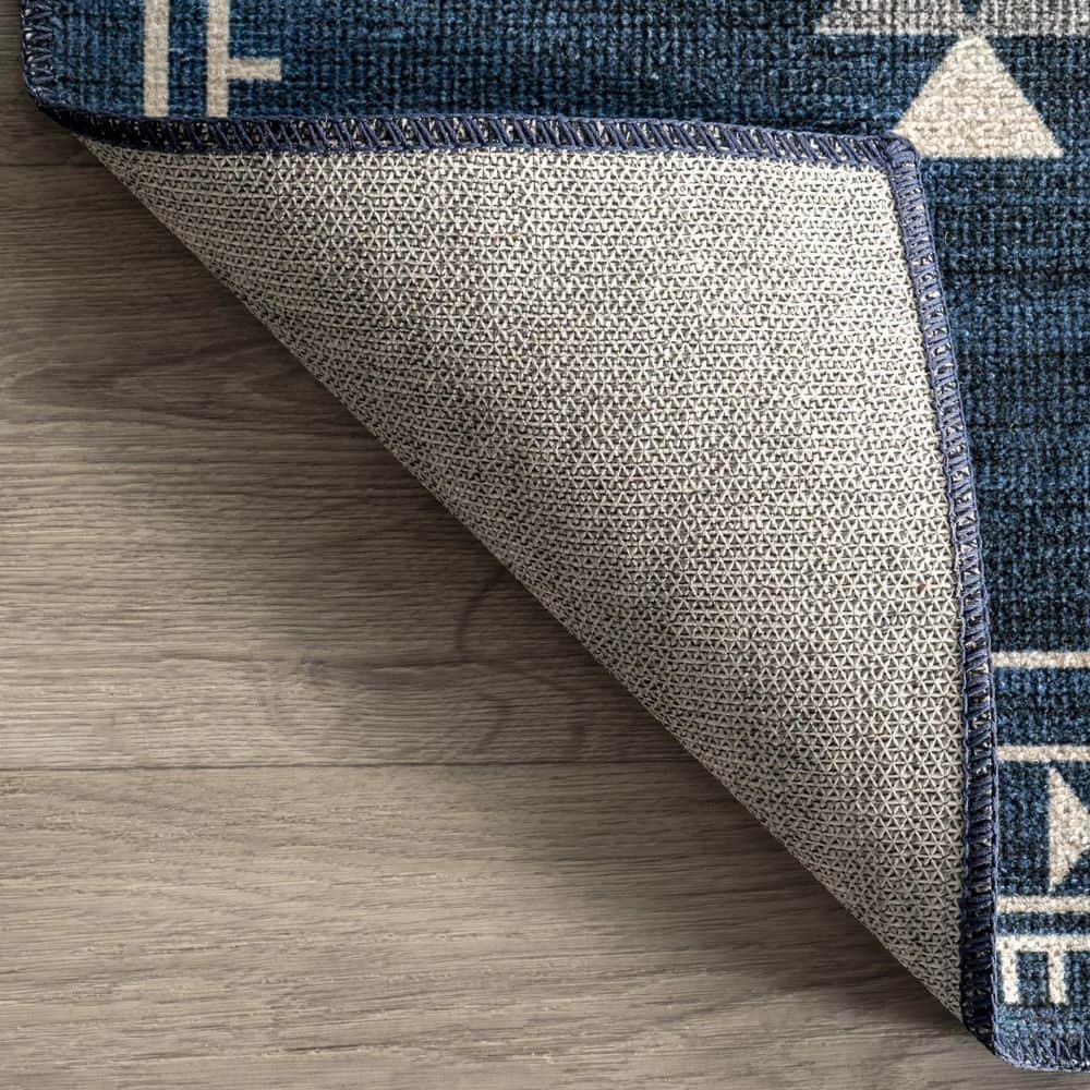 Nuloom Evalyn Diamond 3x5 Machine Washable Accent Indoor Area Rug for Living Room Bedroom Dining Room Entryway Kitchen, Navy/Ivory