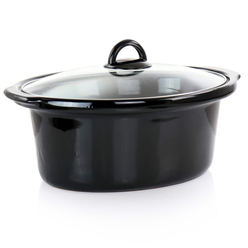 Better Chef 6 Quart Oval Slow Cooker with Removable Stoneware Crock in Stainless Steel