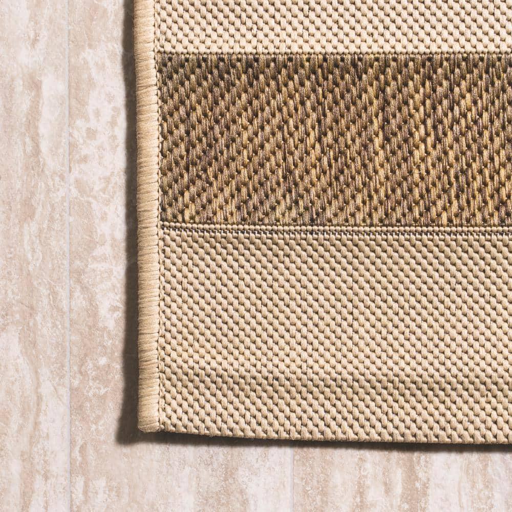 8'x10' Aveiro Wide Stripe Indoor/Outdoor Area Rug, Beige/Brown - JONATHAN Y
