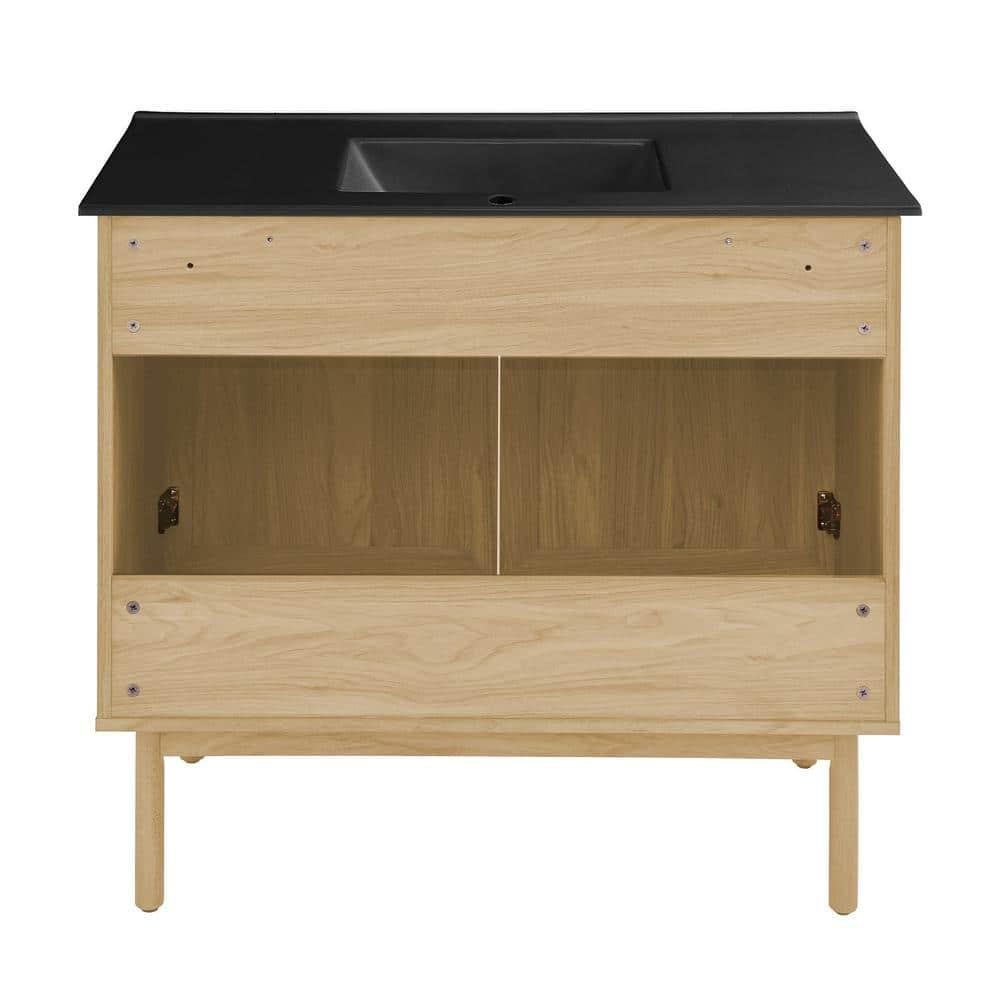 Swiss Madison Classe 36" Freestanding Bathroom Vanity In Natural Oak With 3-Hole Widespread Sink Top