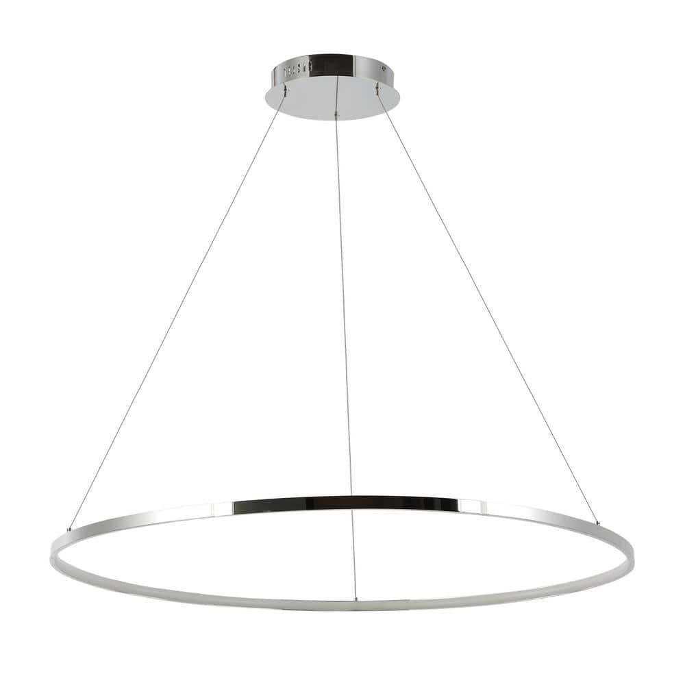 Circulo 34.88" Modern Bohemian Iron Integrated LED Pendant, Chrome