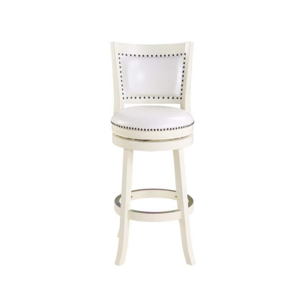 Boraam Bristol 29in. High Back Swivel Wood Kitchen Bar Stool - Buttermilk
