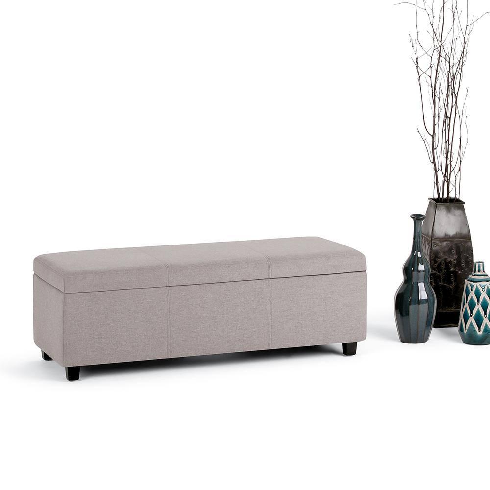 Simpli Home Avalon Storage Bench in Cloud Gray