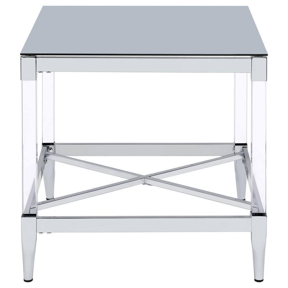 Coaster Home Furnishings Lindley Square End Table with Acrylic Legs and Tempered Mirror Top Chrome
