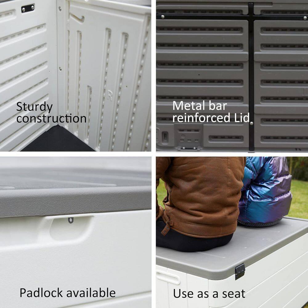 clihome 110 Gallons Gallon Water Resistant Resin Deck Box with Lock in White & Reviews | Wayfair