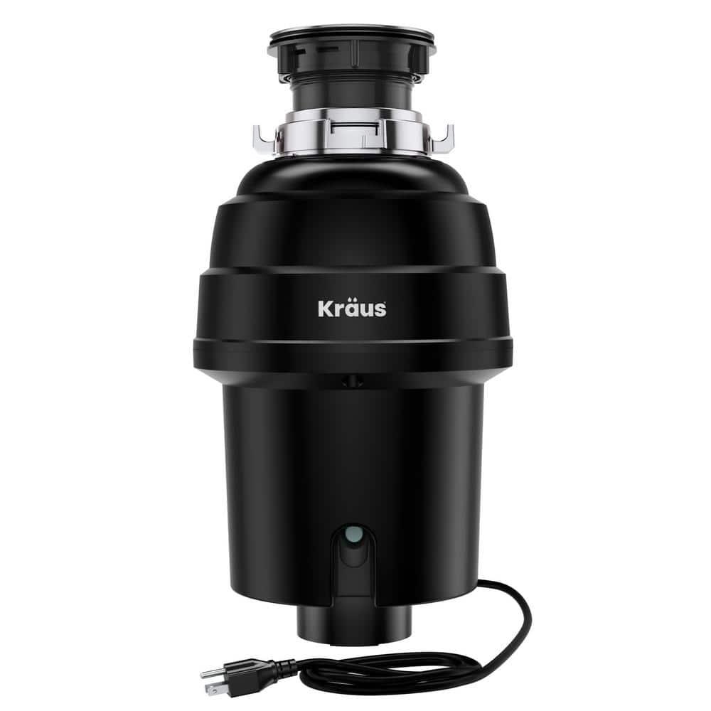 Black Stainless Steel Continuous Feed Garbage Disposal with Ultra-Quiet Motor