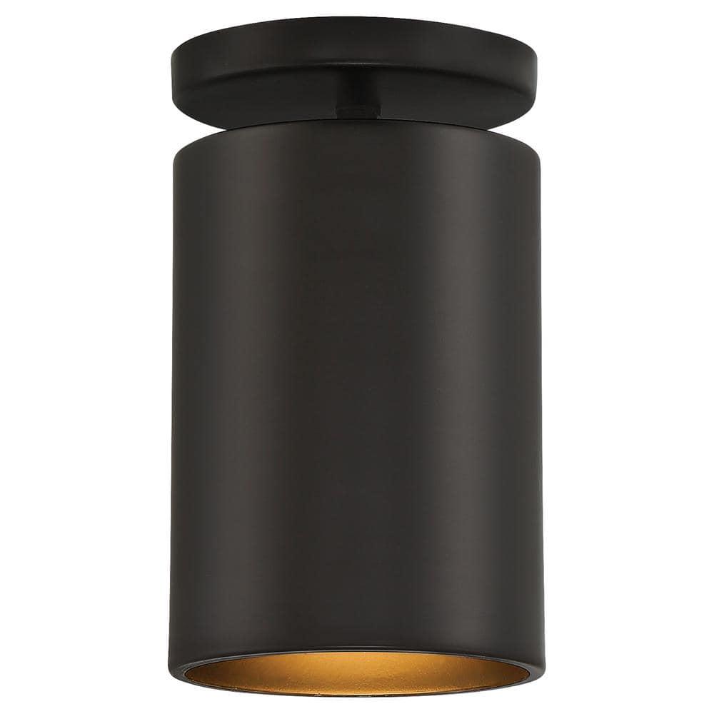 Matte Black 4.5'' W 1 - Bulb Outdoor Semi Flush Mount