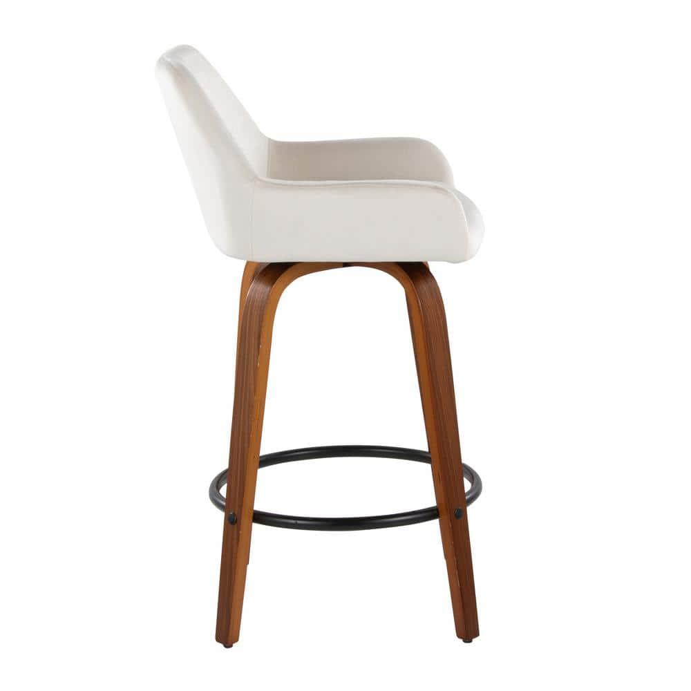 Cassiopeia Fixed-Height Fabric Upholstered Bar & Counter Stool with Bent Wood Legs
