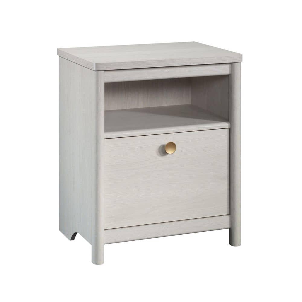 Dover Edge 1 Drawer Nightstand with Shelf Glacier Oak - Sauder: Mid-Century Modern Bedside Table, Laminated Surface, Metal Hardware