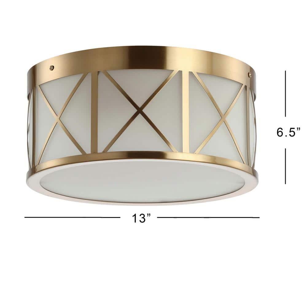 Cadence 13" Drum Metal/Glass Flush Mount, Brass Gold