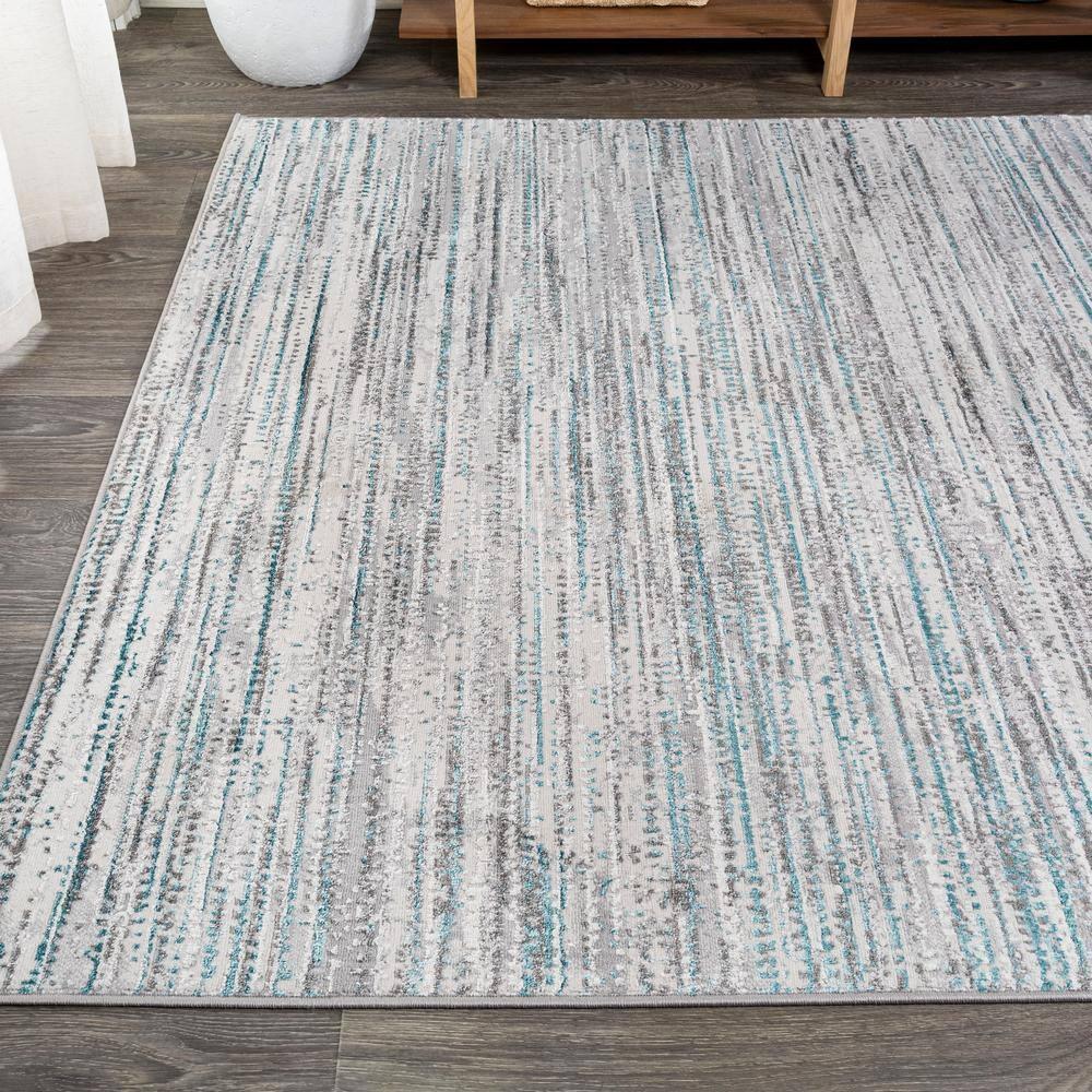 8'x10' Loom Modern Strie'  Area Rug, Gray/Turquoise - JONATHAN Y