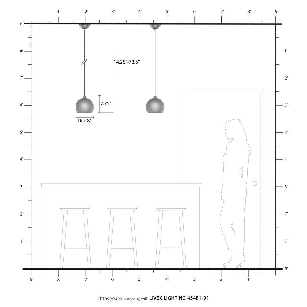 Livex Lighting Stockton 1 - Light Pendant in  Brushed Nickel/Polished Chrome