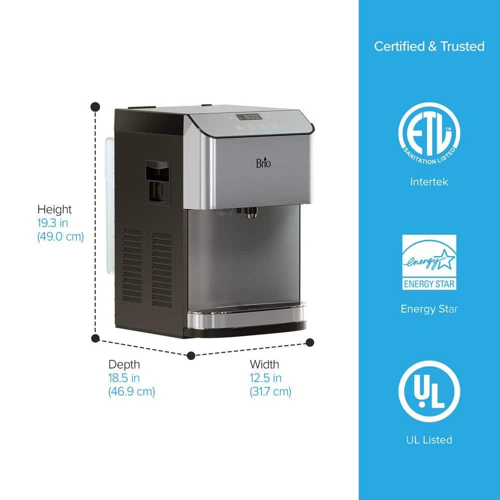 Brio 3-Stage Filtration Water Countertop Dispenser Tri-Temp Digital, Connects to your water line, Height 19.3"
