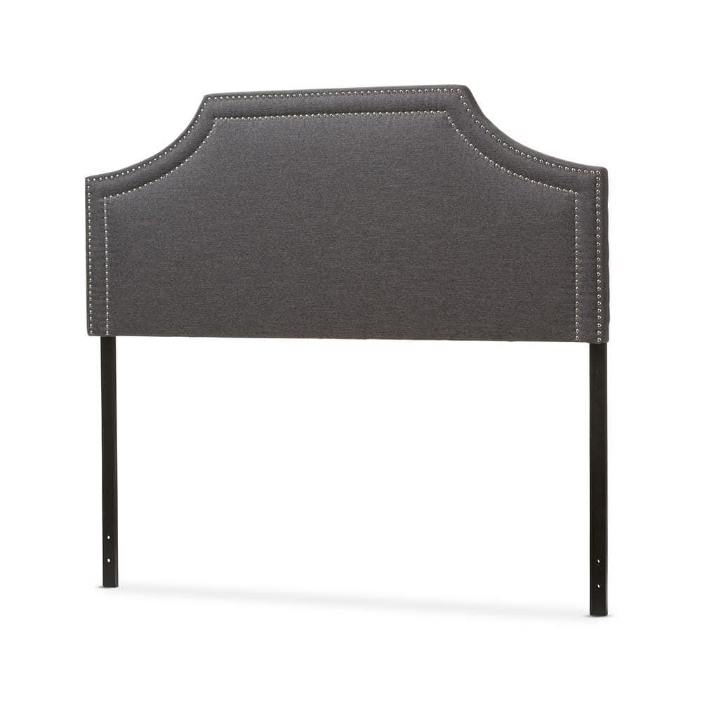Queen Avignon Modern Fabric Upholstered Headboard Dark Gray - Baxton Studio: Chic Metallic Trim, Rubberwood Frame, Adjustable Height