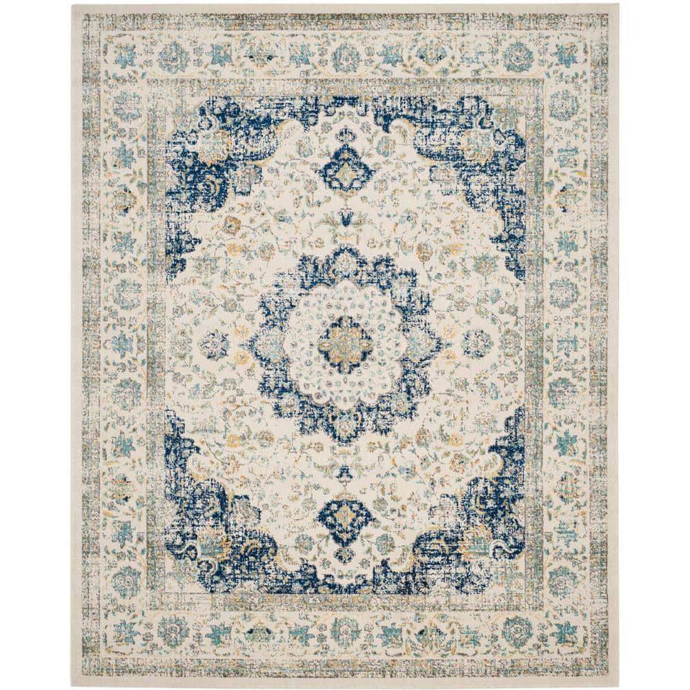 Evoke EVK220 Power Loomed Area Rug - Ivory/Blue - 10'x14' - Safavieh.