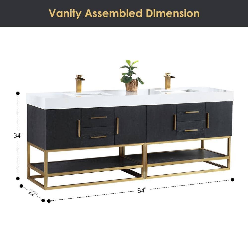 Altair Design Bianco 4-Drawer Composite Stone & Wood Vanity in Black Oak/White